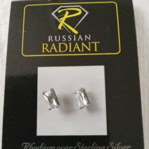 Russian Radiant Rhodium Over Sterling Silver Earrings 18